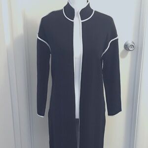 Duster Coat Black and white knit Marla Wynne  XS new with tags
